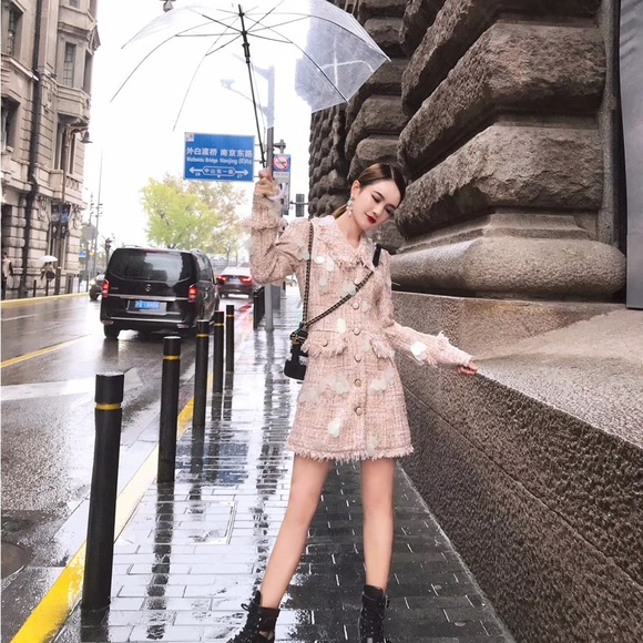 June Eleven Tweed Blazer Dress with Fringe Details - Picture 11 of 11